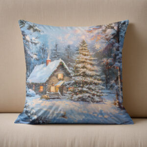 Kissen: Cozy Winter Cottage with Christmas Tree