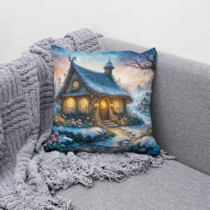 Kissen: Charming Winter Cottage with Festive Lights