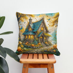 Kissen: Enchanting Autumn Cottage with Pumpkins