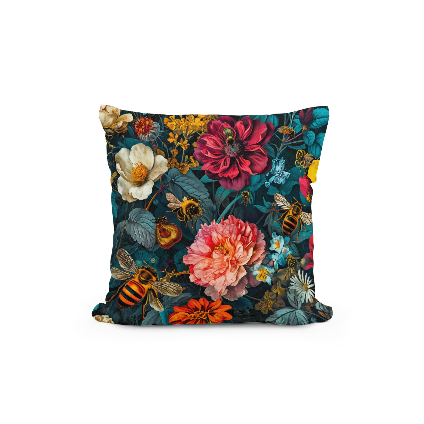 Kissen: Hummingbirds with Climbing Vines and Rose Hedge Illustration - Image 2