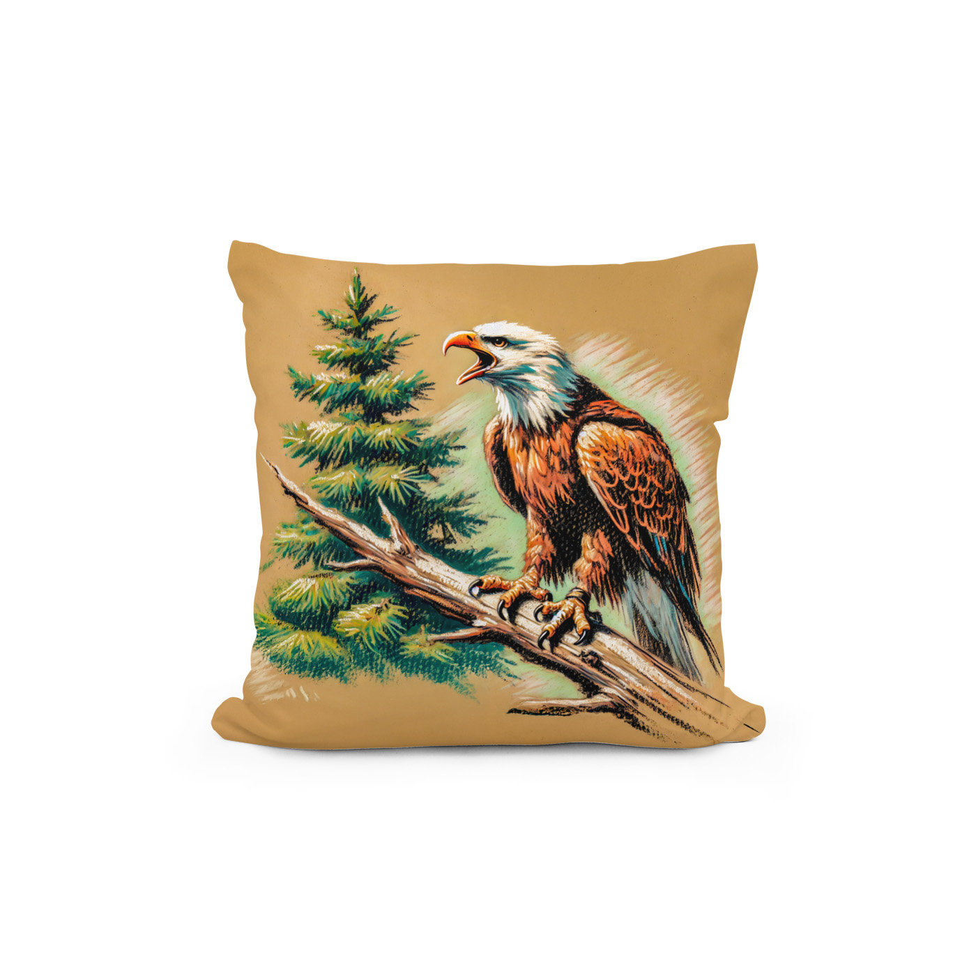 Kissen: Eagle Calling into the Forest Pastel Chalk Drawing - Imagen 2