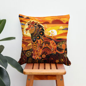 Kissen: African lion in colorful tribal painting
