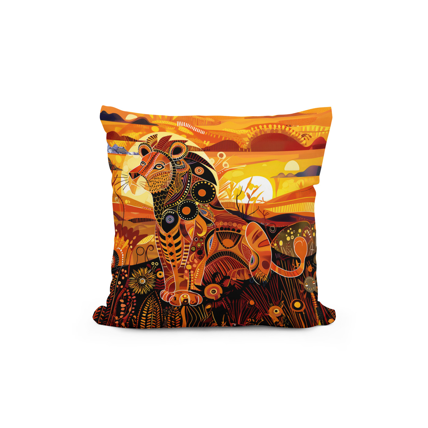 Kissen: African lion in colorful tribal painting – Bild 2