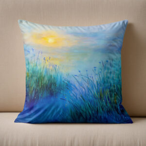 Kissen: Blue Grasslands at Sunrise at morning