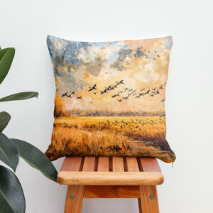 Kissen: Autumn field with birds