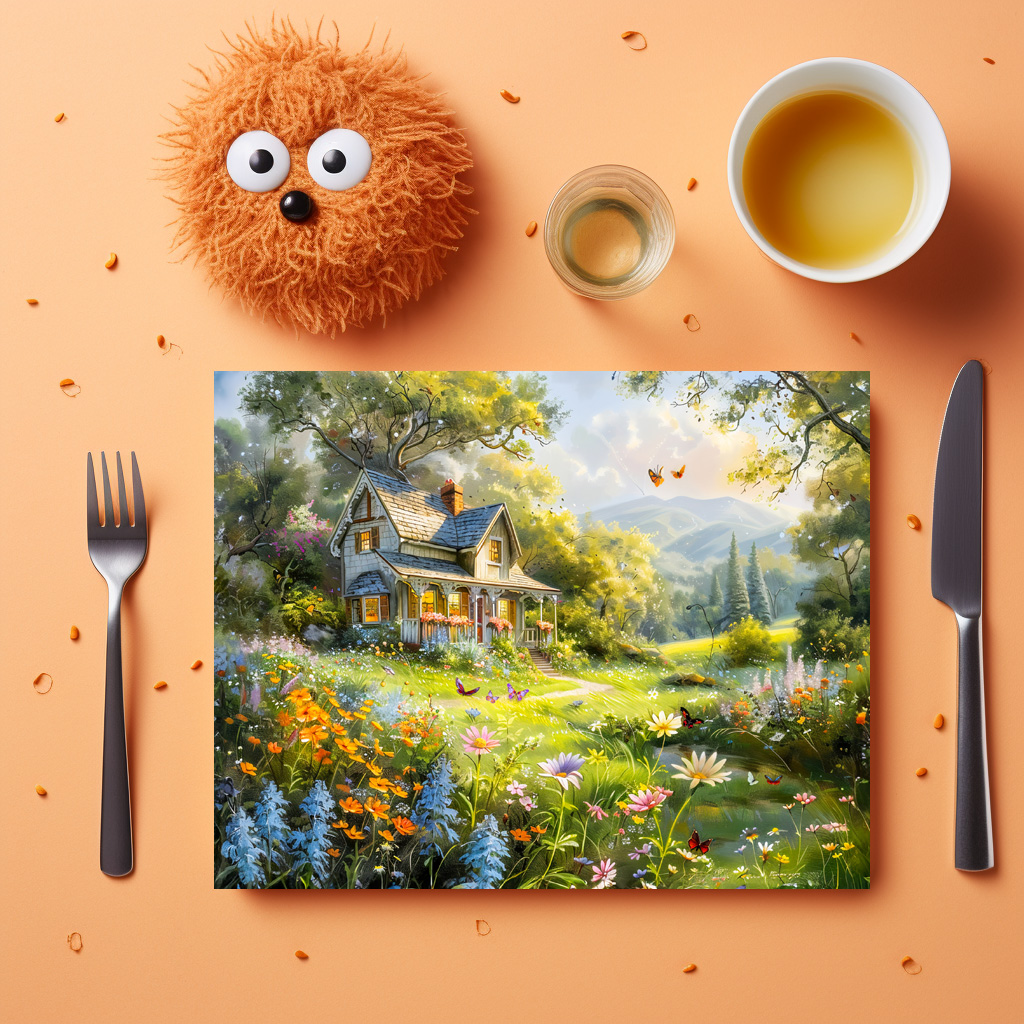 raxxa Premium-Tischset: Summer Cottage with Wildflower Meadow