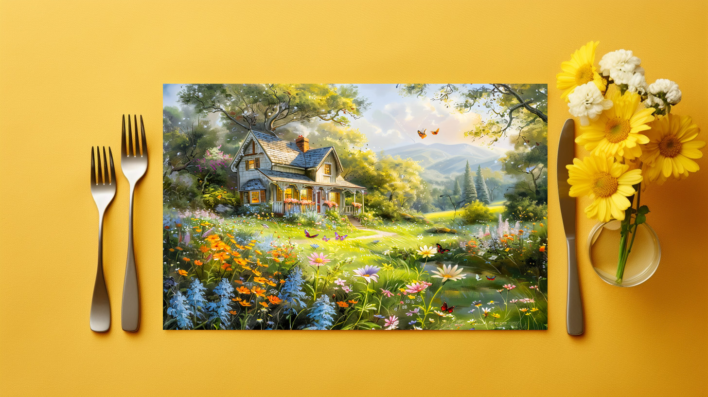 raxxa Premium-Tischset: Summer Cottage with Wildflower Meadow – Bild 2