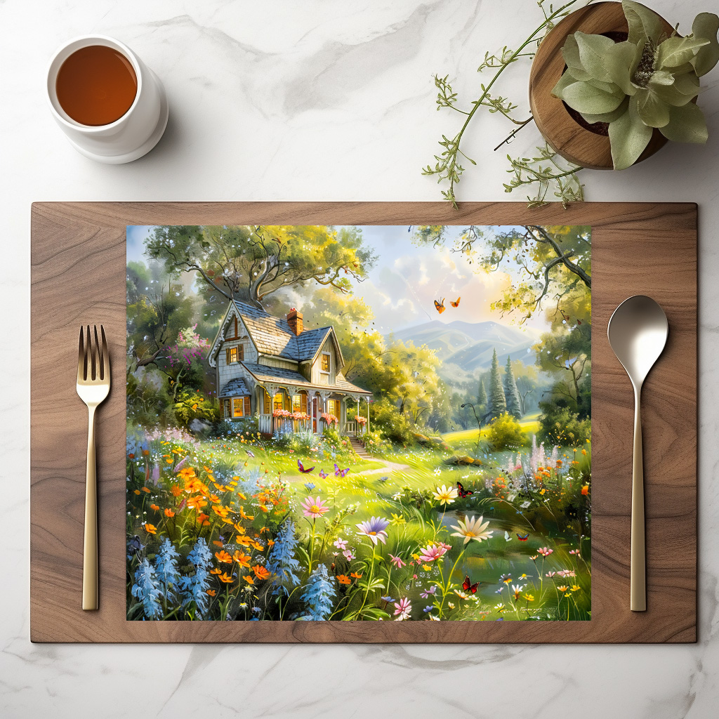 raxxa Premium-Tischset: Summer Cottage with Wildflower Meadow – Bild 3