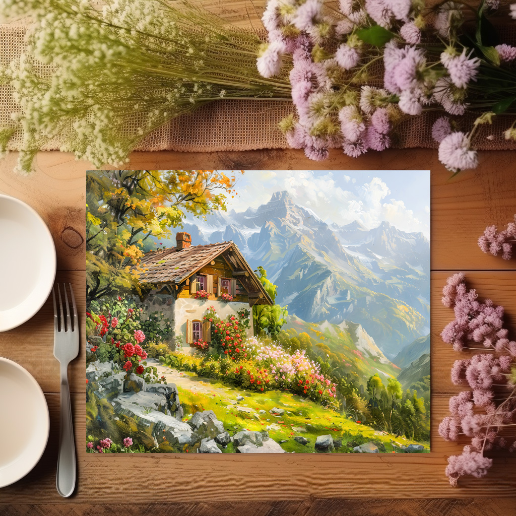 raxxa Premium-Tischset: Alpine Farmhouse with Valley View - Image 2