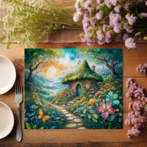 raxxa Premium-Tischset: Charming Cottage by Serene Path