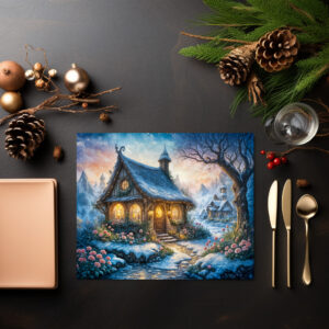 raxxa Premium-Tischset: Charming Winter Cottage with Festive Lights
