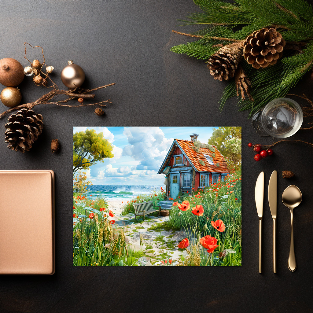 raxxa Premium-Tischset: Beach Cottage with Dunes and Poppies - immagine 3