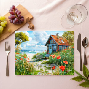 raxxa Premium-Tischset: Beach Cottage with Dunes and Poppies