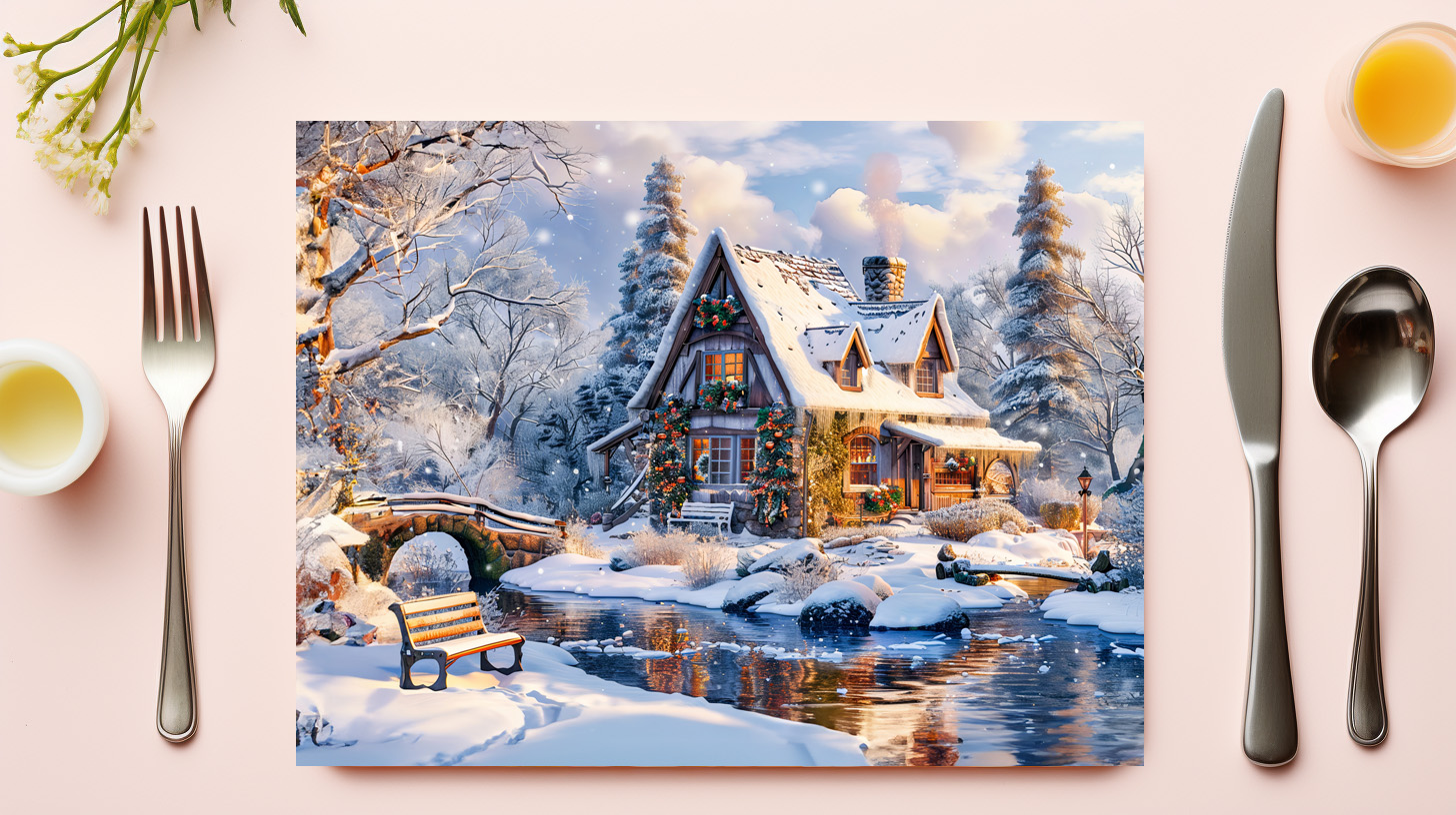 raxxa Premium-Tischset: Christmas Cottage by Snowy River - Image 2