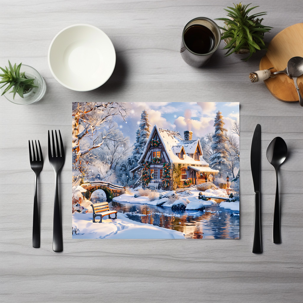 raxxa Premium-Tischset: Christmas Cottage by Snowy River - Image 3