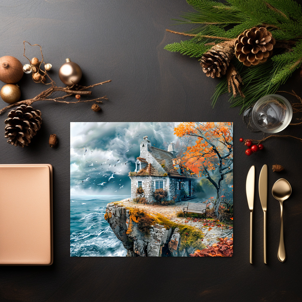raxxa Premium-Tischset: Cliffside Cottage Over Stormy Sea - Image 2