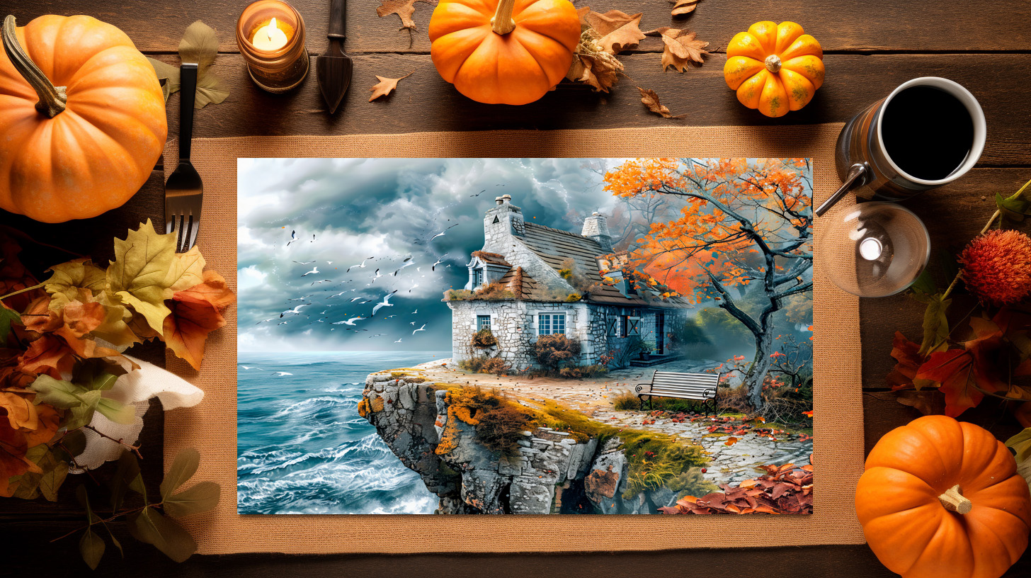 raxxa Premium-Tischset: Cliffside Cottage Over Stormy Sea - Image 3