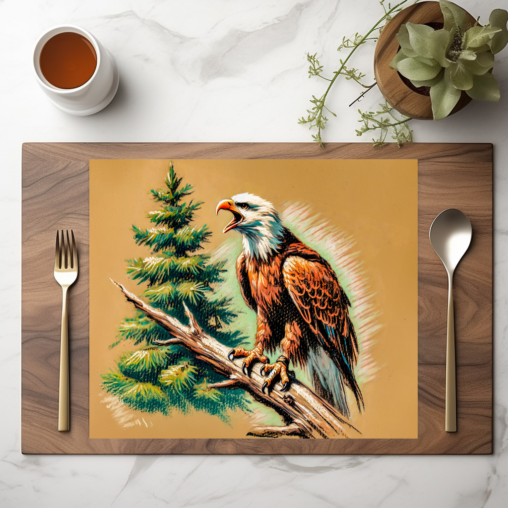 raxxa Premium-Tischset: Eagle Calling into the Forest Pastel Chalk Drawing