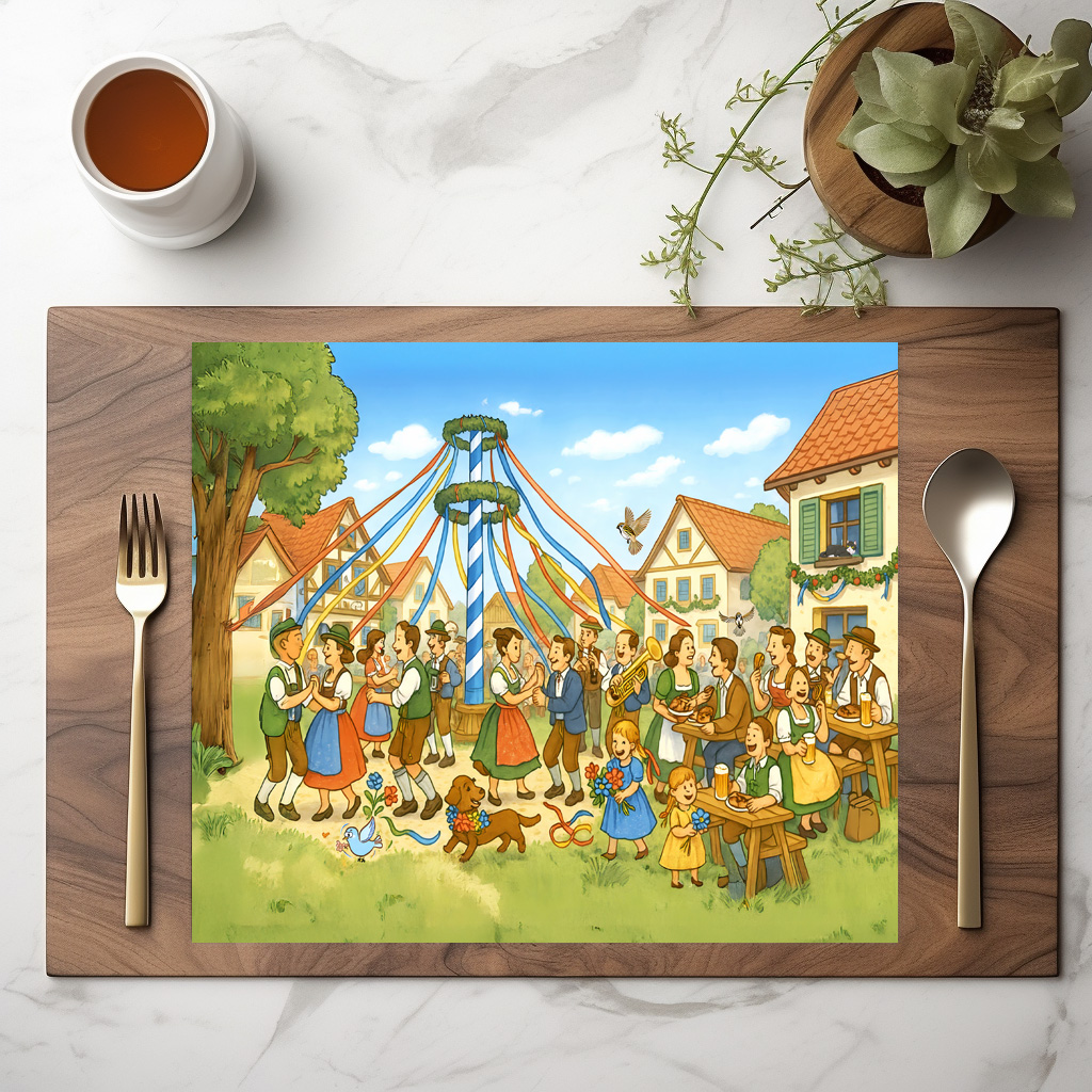 raxxa Premium-Tischset: Dance Under Maypole in bavarian village
