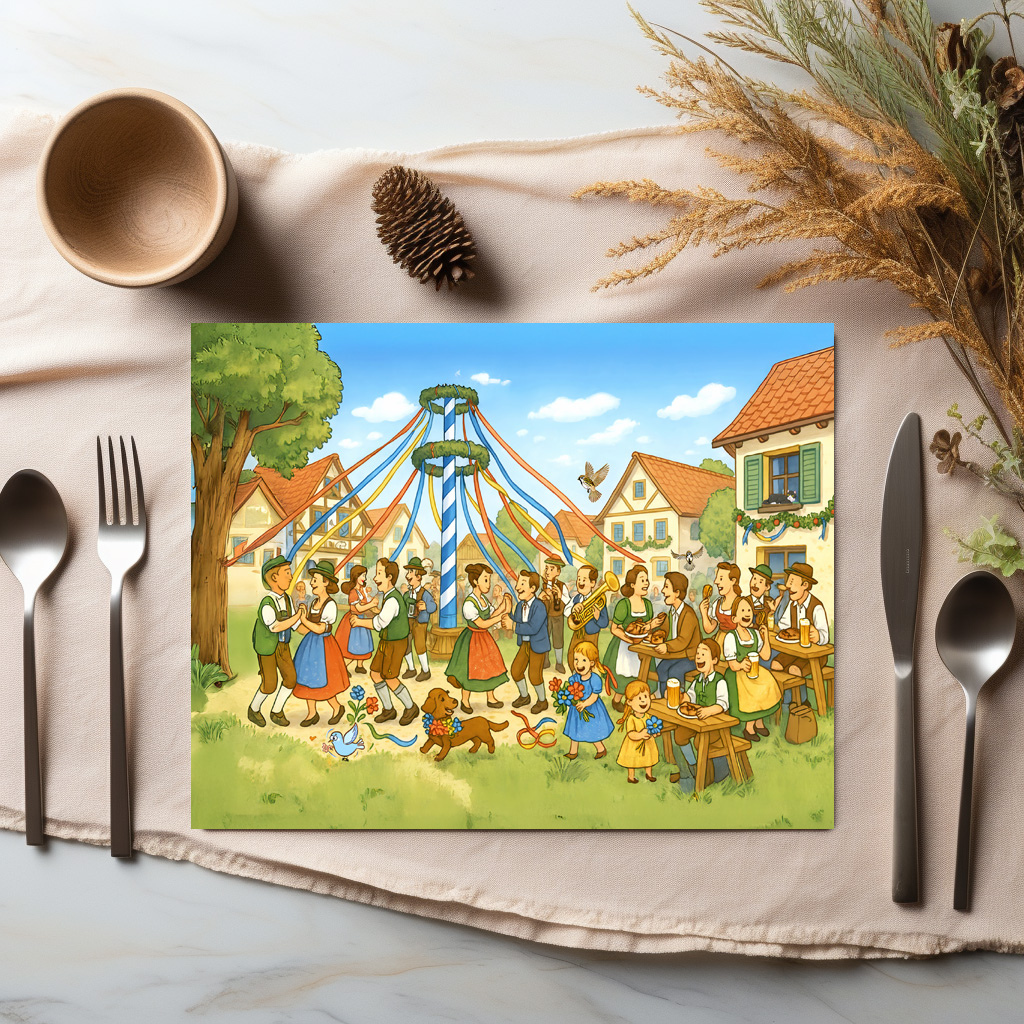 raxxa Premium-Tischset: Dance Under Maypole in bavarian village – Image 2