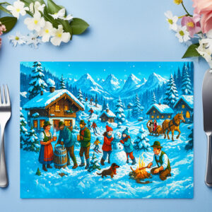 raxxa Premium-Tischset: Winter Fun in Alpine Village