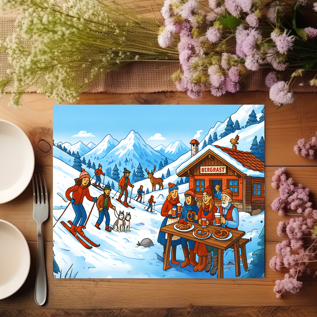 raxxa Premium-Tischset: Cabin Magic with Skiing
