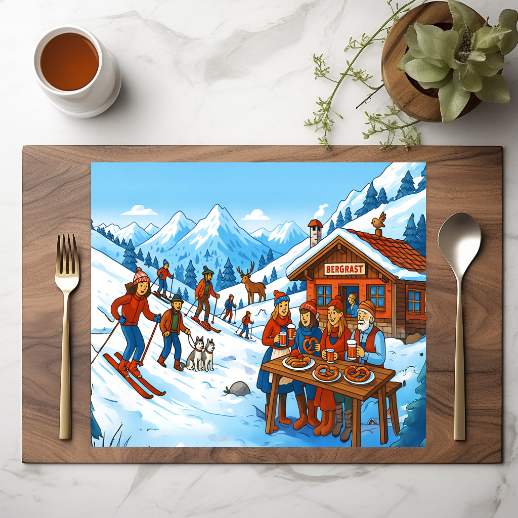 raxxa Premium-Tischset: Cabin Magic with Skiing - Imagen 2