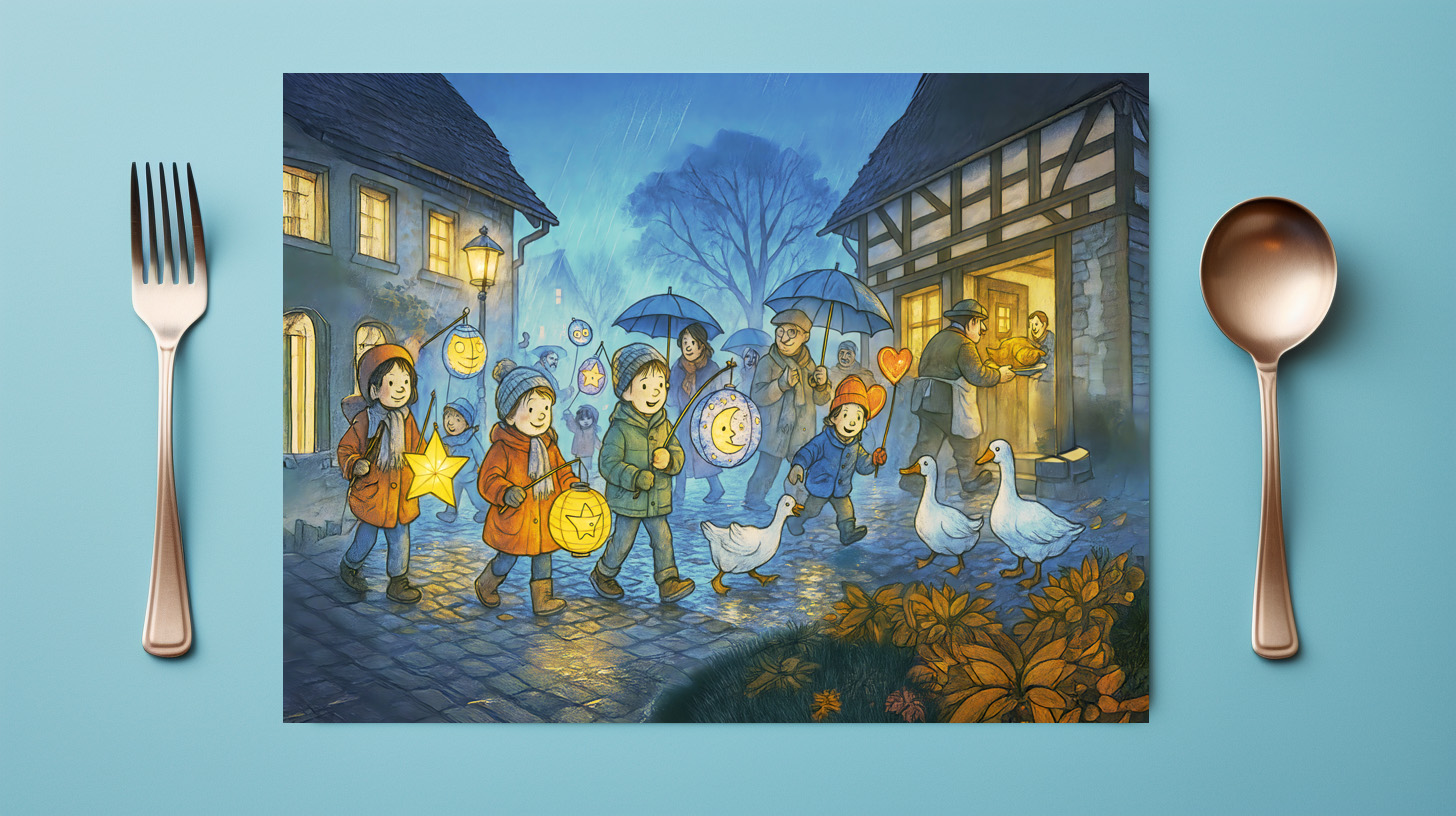 raxxa Premium-Tischset: Lantern Parade for St Martins Day - Imagen 2