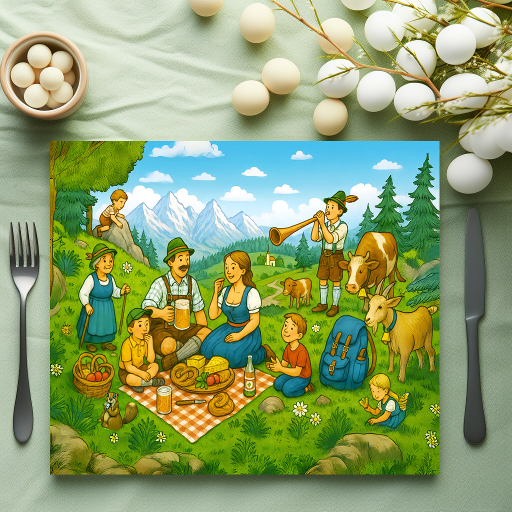 raxxa Premium-Tischset: Picnic on Alpine Meadow - Image 2