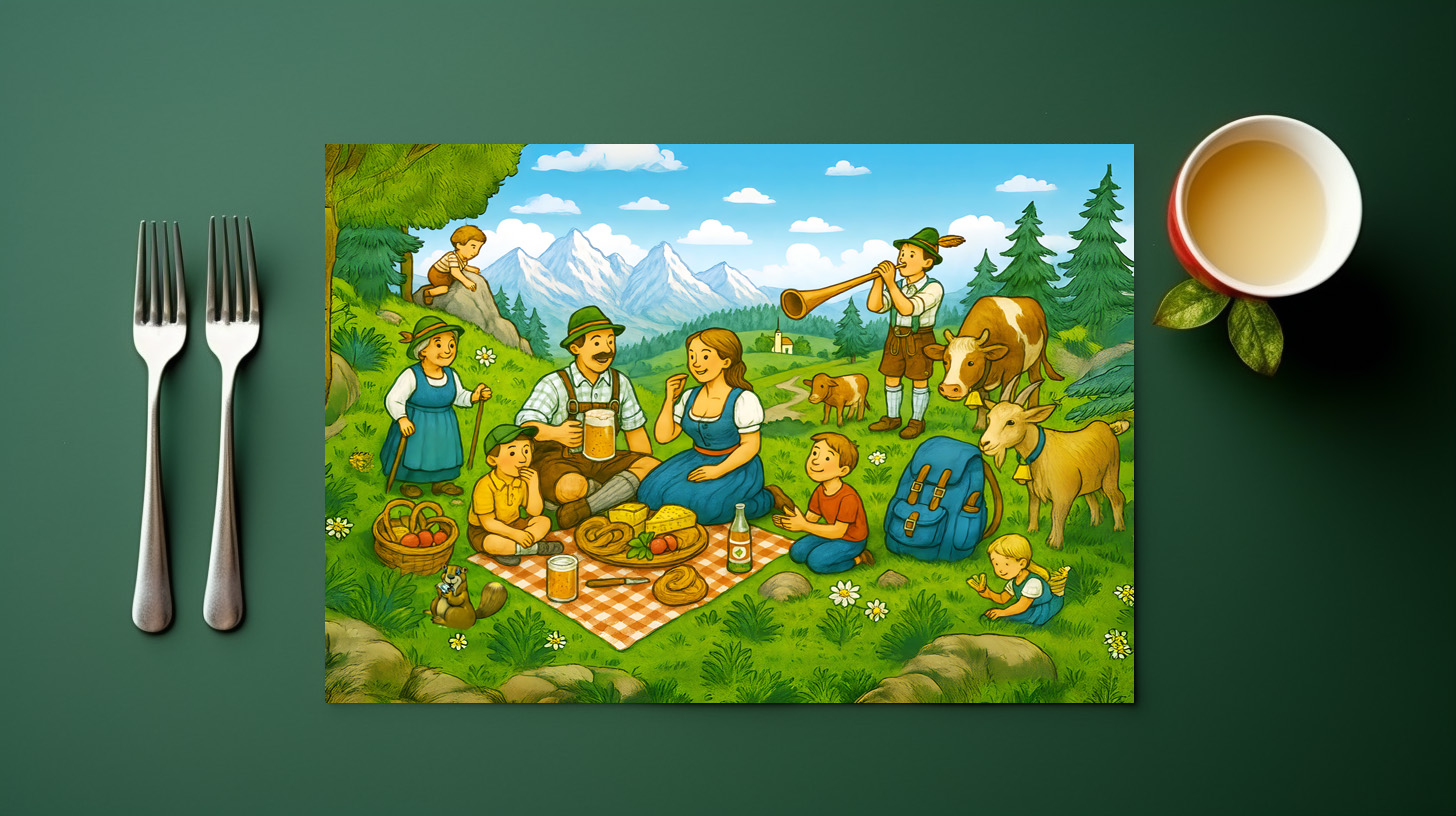 raxxa Premium-Tischset: Picnic on Alpine Meadow - Image 3