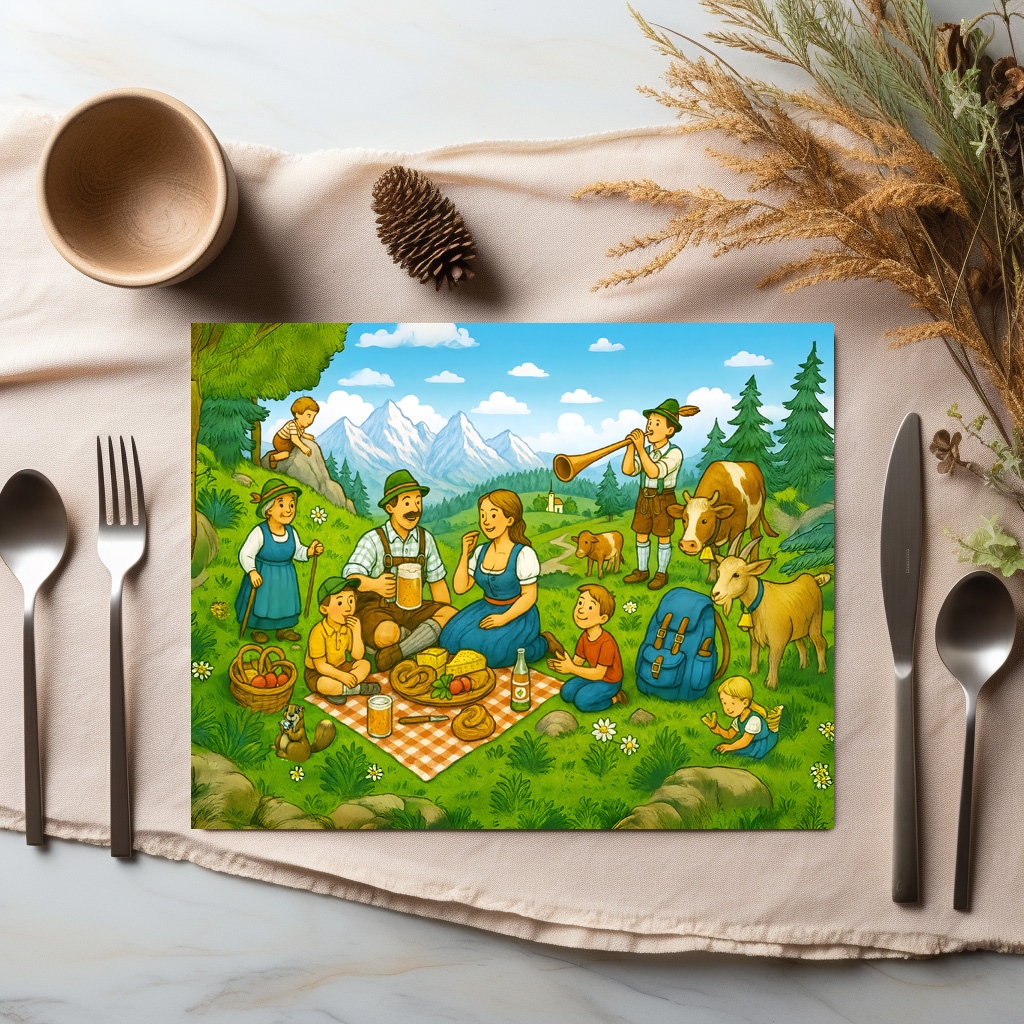 raxxa Premium-Tischset: Picnic on Alpine Meadow