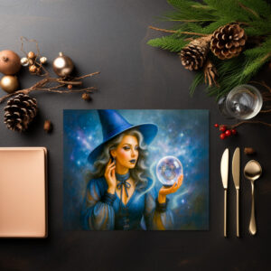 raxxa Premium-Tischset: Witch in blue with crystal ball