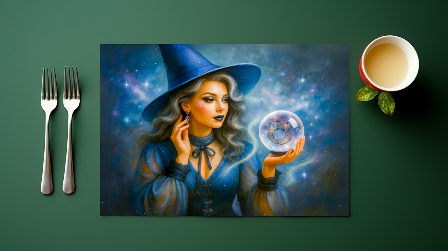 raxxa Premium-Tischset: Witch in blue with crystal ball - immagine 2