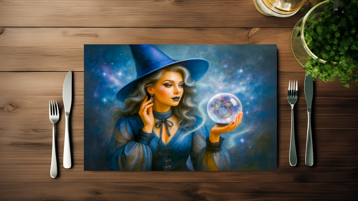 raxxa Premium-Tischset: Witch in blue with crystal ball - immagine 3