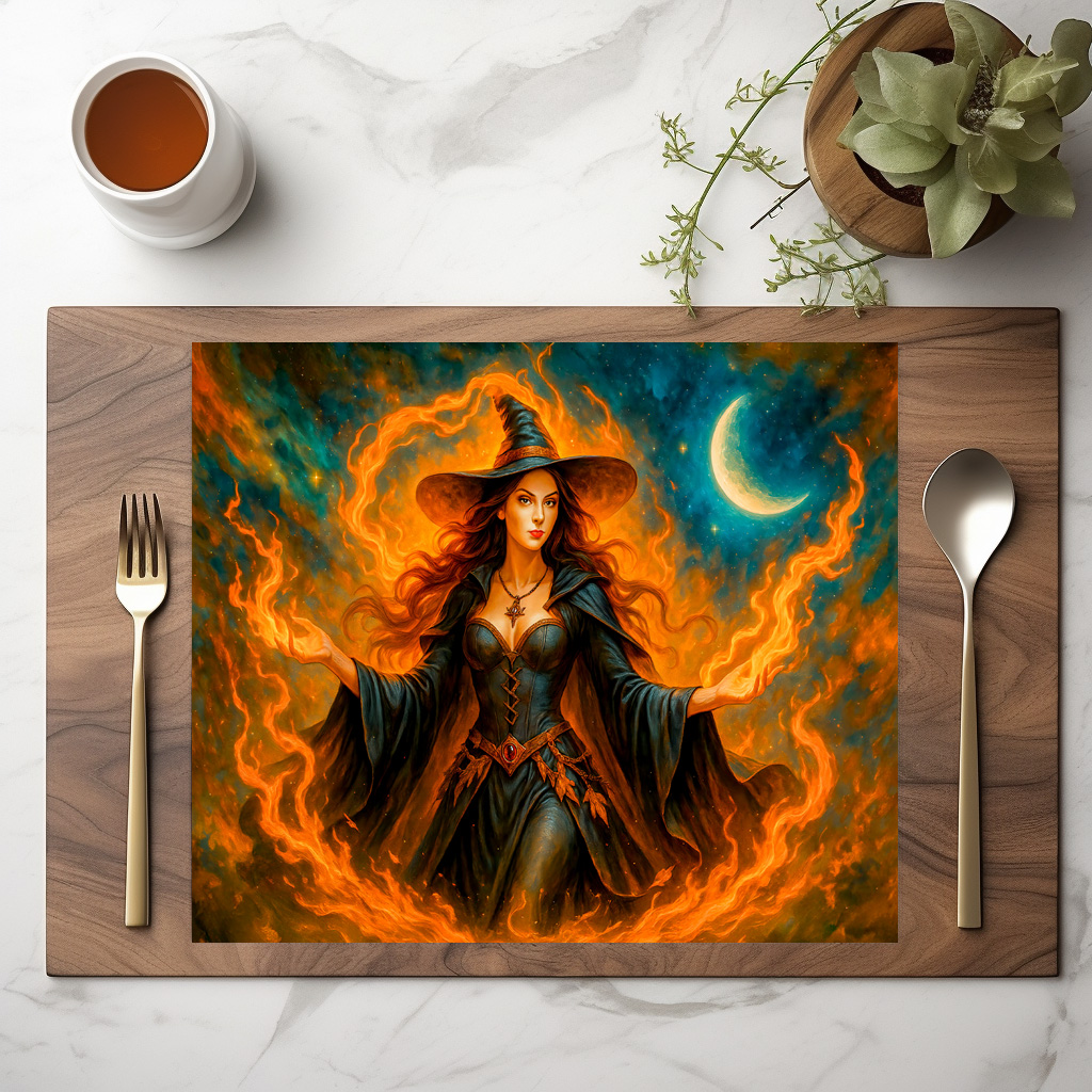 raxxa Premium-Tischset: Forest witch summoning glowing spirits - immagine 3