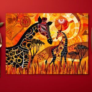 raxxa Premium-Tischset: African giraffes and sun in tribal style