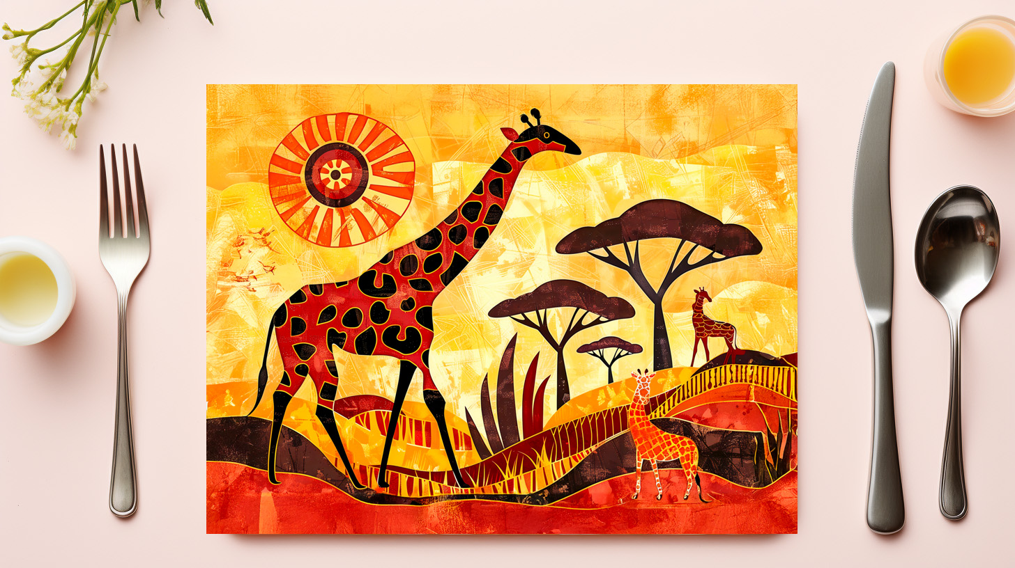 raxxa Premium-Tischset: African giraffe with geometric tribal design