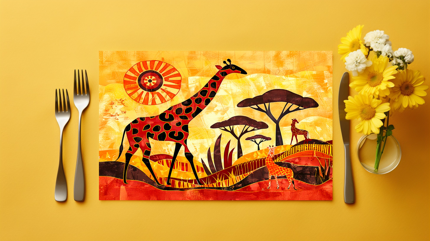 raxxa Premium-Tischset: African giraffe with geometric tribal design – Image 2