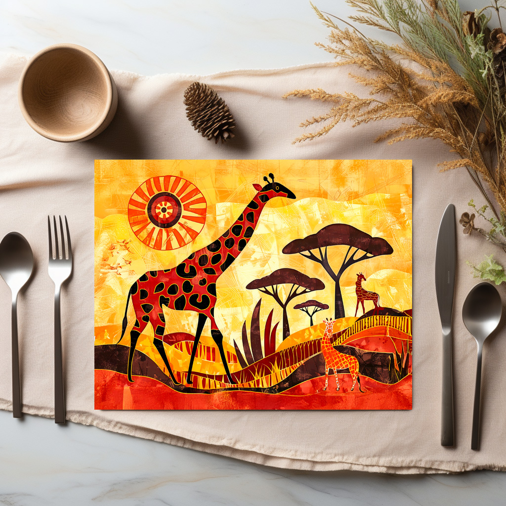 raxxa Premium-Tischset: African giraffe with geometric tribal design – Image 3
