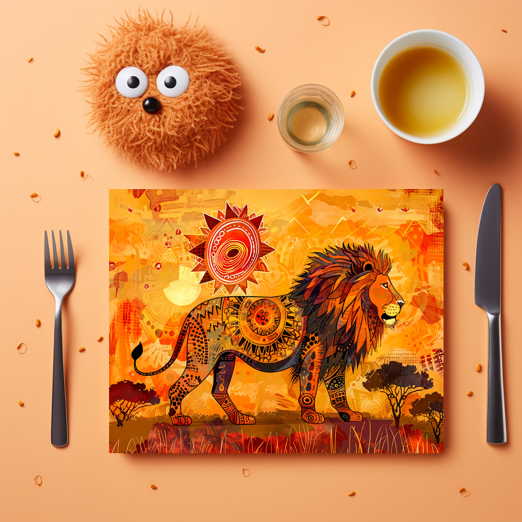 raxxa Premium-Tischset: African lion portrait in tribal style