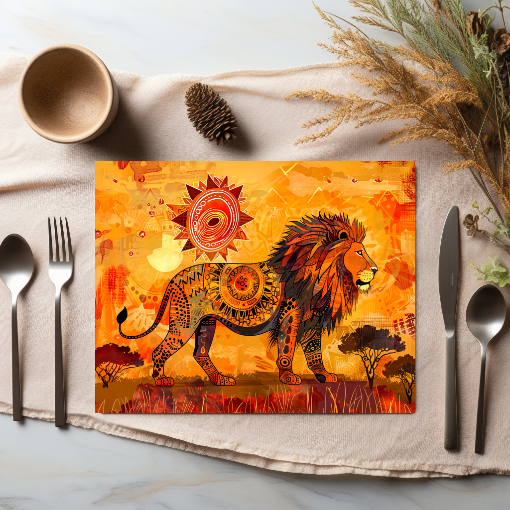 raxxa Premium-Tischset: African lion portrait in tribal style - immagine 3