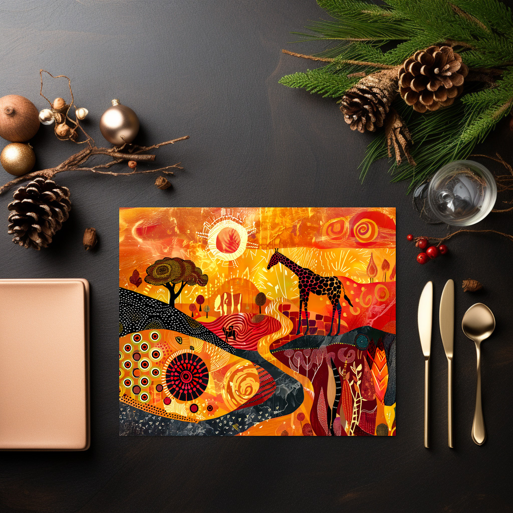 raxxa Premium-Tischset: African giraffes in tribal painting style – Bild 3
