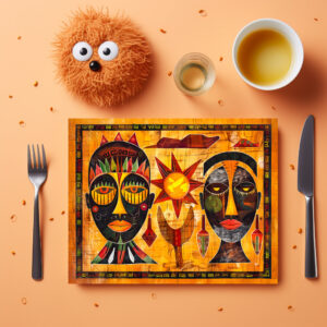 raxxa Premium-Tischset: African tribal masks and sun painting