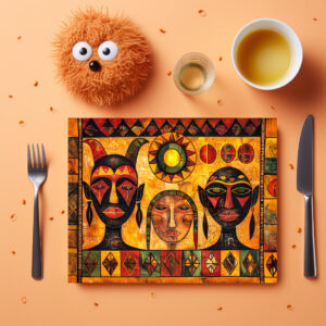 raxxa Premium-Tischset: African sun and masks in tribal painting
