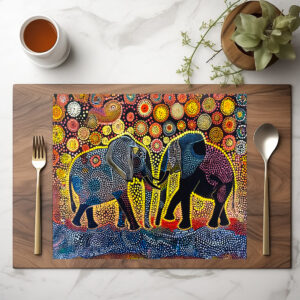 raxxa Premium-Tischset: African elephants with tribal patterns painting
