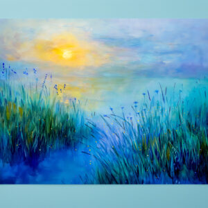 raxxa Premium-Tischset: Blue Grasslands at Sunrise at morning