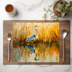 raxxa Premium-Tischset: Heron at Dawn by the Water