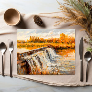 raxxa Premium-Tischset: Autumn Canal Lock Waterfall