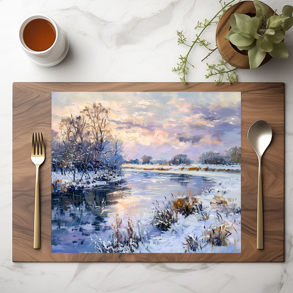 raxxa Premium-Tischset: Winter Havel River Landscape