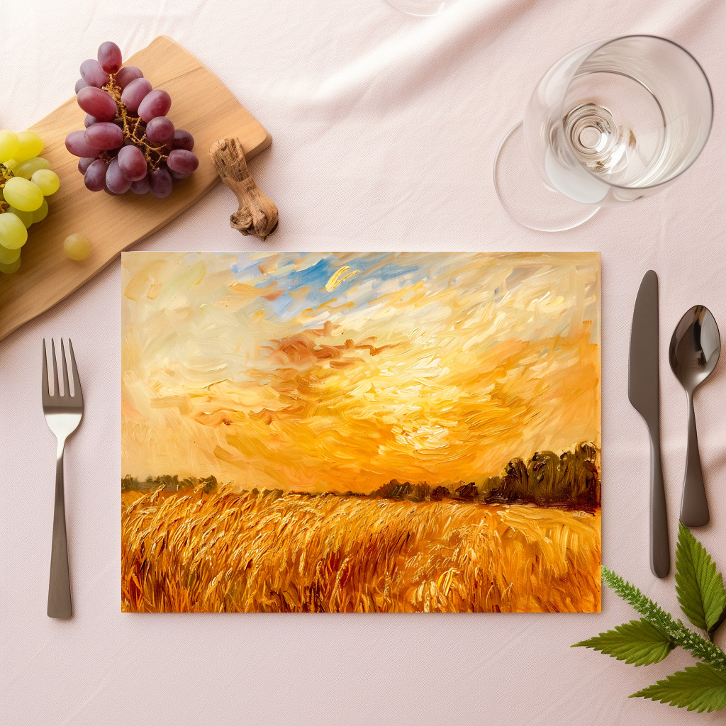 raxxa Premium-Tischset: Wheat Field at Sunset Glow impressionisitic